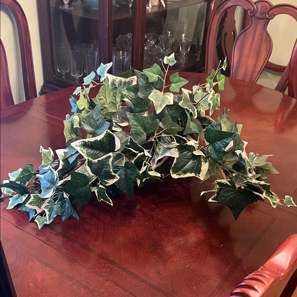 Artificial Green and White Ivy in planter